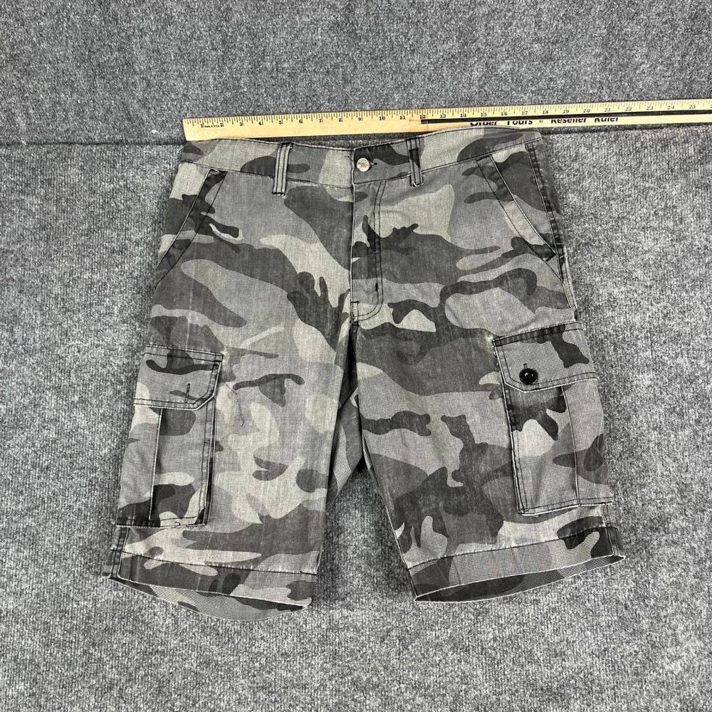 Blue Gear Cargo Shorts Mens Size 34 Grey Camo Cotton Utility Relaxed Fit Casual